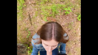 I went for a walk after fucking at home and decided to suck him off again and swallow cum outdoors.