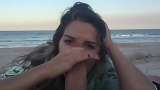 Throating POV blowjob on the beach.