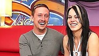 Sensual couple makes home sex in front of camera and.