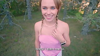 Fucking my stepsister's pussy in nature because I got a hard-on at the sight of her naked ass.