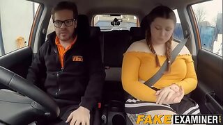 English bbw rides her driving instructor's big fat cock.