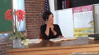 Hot teacher gets titty fucked after class.