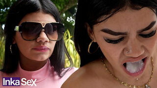 Teen colombiana doesn't like semen and ends up swallowing it with disgust.