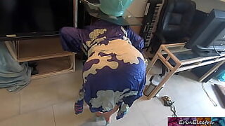 Stepmom gets stuck while sneaking out and fucks stepson to get free - Erin Electra.