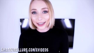 Athena May shows off her braces while sucking and fucking.