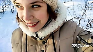 Amateur outdoor winter blowjob.