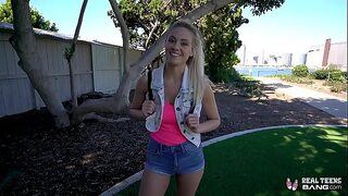 Ex-Mormon blonde teen Addie Andrews fucking hard.