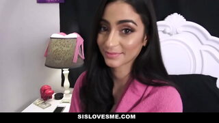 Sislovesme - Teen stepsister (Jasmine Vega) bribed to suck my cock.