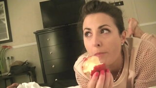 Helena Price eating 1 and some stretching...