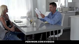 PervMom - Mature MILF (Olivia Blu) rubs stepson's cock.