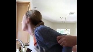 Sexy big tits doggystyle in kitchen.