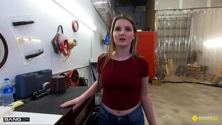 Roadside - Busty blonde fucks mechanic to pay the bill.