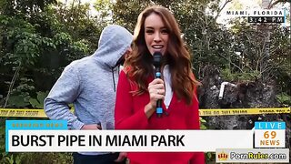 Hot news reporter sucks bystander's dick.