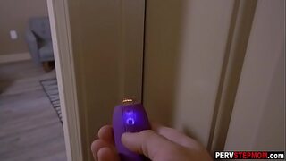 Perv stepson helped his horny MILF stepmom to enjoy.