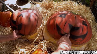 Fucking two big pumpkin asses.