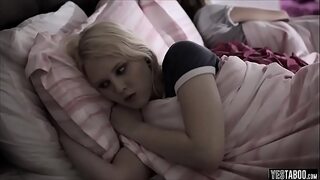 Teen pushed into a taboo sleepover sex with bro and sis.