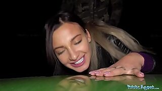 Public agent sexy tattooed horny minx night time fuck and facial.