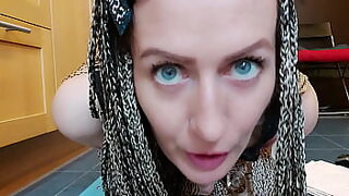 My naughty stepmom squirts from a glass cock and squits all around her orgasm.
