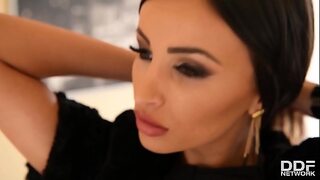 B. - Taking sex goddess Alyssia Kent gets her DP cravings fulfilled.
